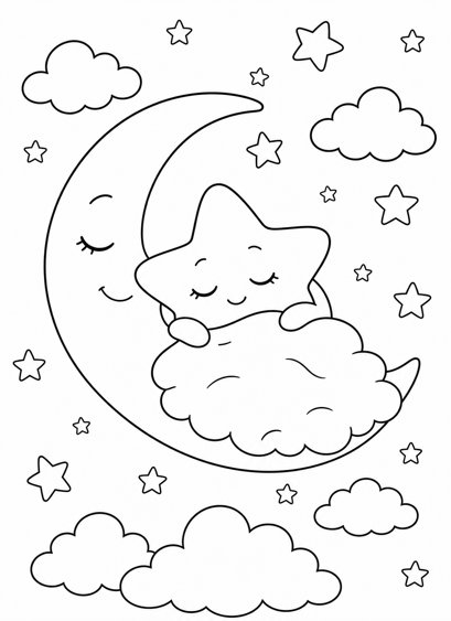 Colouring page preview: Even Stars Can Rest
