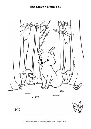 Colouring page preview: The Clever Little Fox