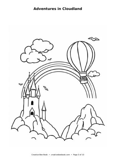Colouring page preview: Adventures in Cloudland