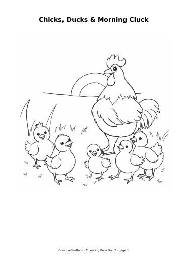 Colouring page preview: Chicks, Ducks & Morning Cluck