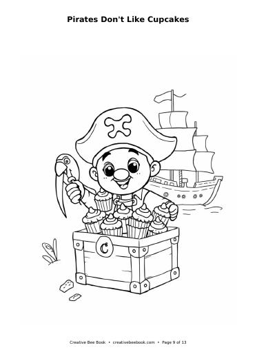 Colouring page preview: Pirates Don't Like Cupcakes